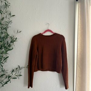 Universal Thread Women's Rust Cropped Crew Neck Sweater